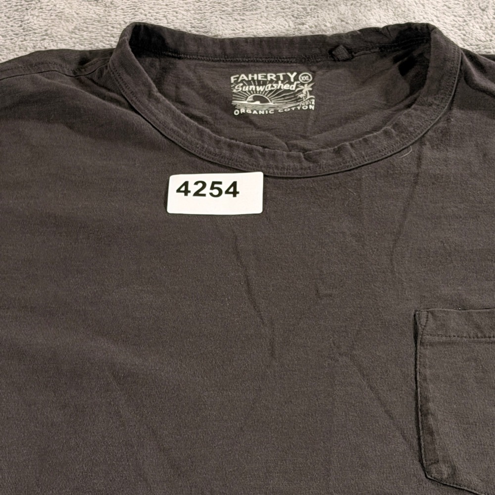 Faherty Pocket Tee Men XXL Gray Sunwashed Organic Cotton Short Sleeve Shirt